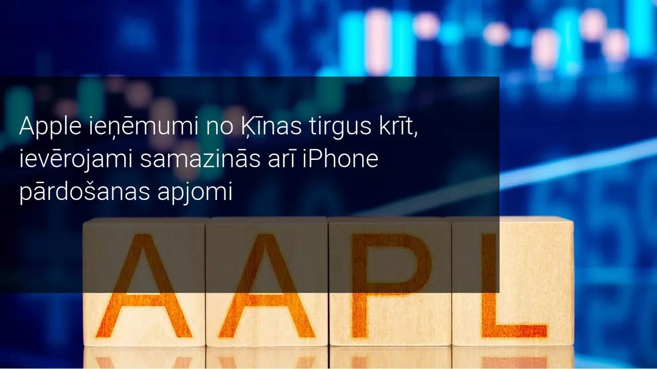 Samazinoties Apple pārdošanas apjomiem, krīt akciju vērtība