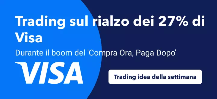 Come fare trading sul rialzo del 27% di Visa durante il boom del 'compra ora, paga dopo'