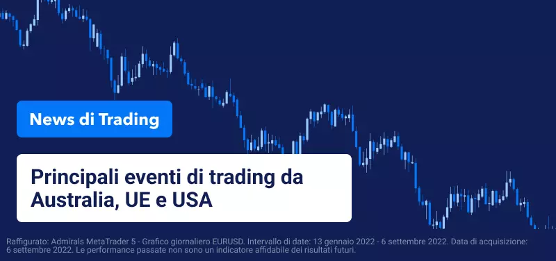 Principali eventi di trading da Australia, UE e USA