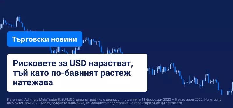 Рисковете за USD нарастват, тъй като по-бавният растеж натежава
