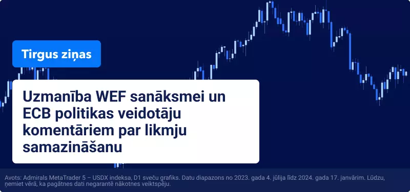 Uzmanība WEF sanāksmei un ECB politikas veidotāju komentāriem par likmju samazināšanu