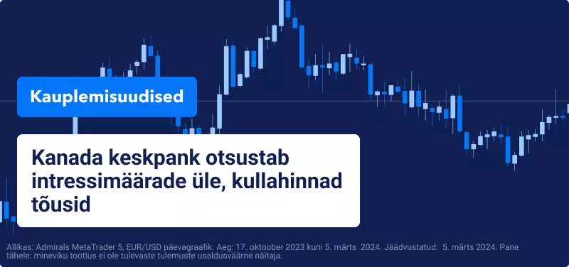 Kanada keskpank otsustab intressimäärade üle, kullahinnad tõusevad
