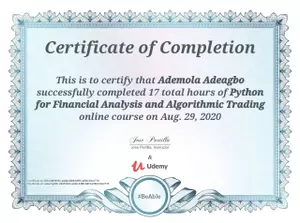 Ademola Adeagbo - certificate