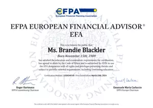 EFPA Europian Financial Advisor - Brandie Blackler