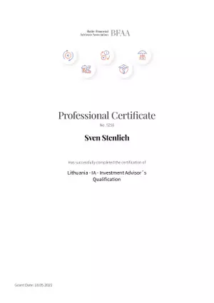 Sven Stenlich - certificate