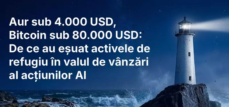 Aur sub 4.000 USD, Bitcoin sub 80.000 USD: De ce au eșuat activele de refugiu în valul de vânzări al acțiunilor AI
